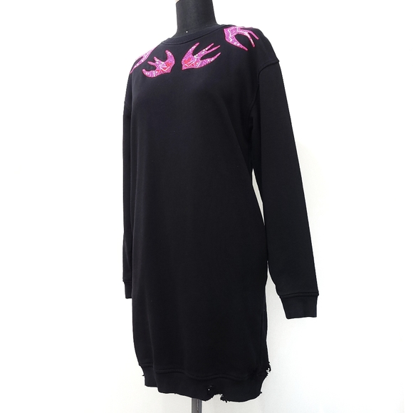 Alexander Mcqueen McQ Embroidered Bird Swollow Distressed Knit Sweater D… - Picture 4 of 10